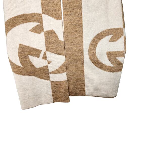 GUCCI Cashmere and Wool Scarf with Interlocking GG logo 84" - Picture 12 of 14
